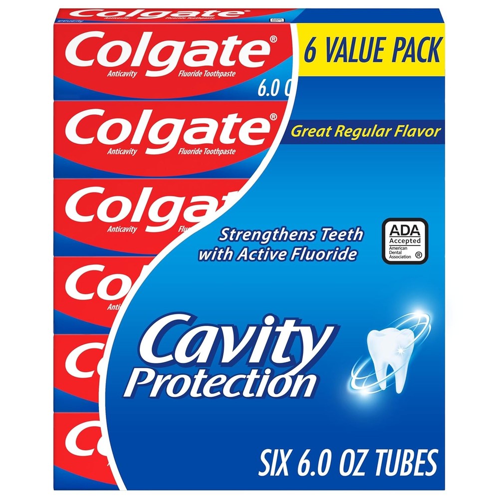 Colgate Cavity Protection Toothpaste with Fluoride, Minty Great Regular Flavor,