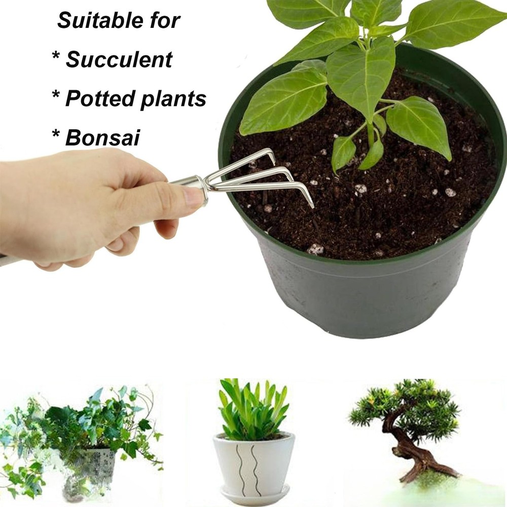 3 Pcs Stainless Steel Mini Garden Tools Set Small Tiny Aluminium silver
