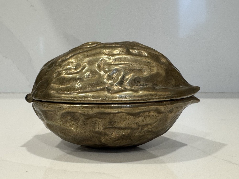 Vintage Interpur Walnut-Shaped Solid Brass Nutcracker