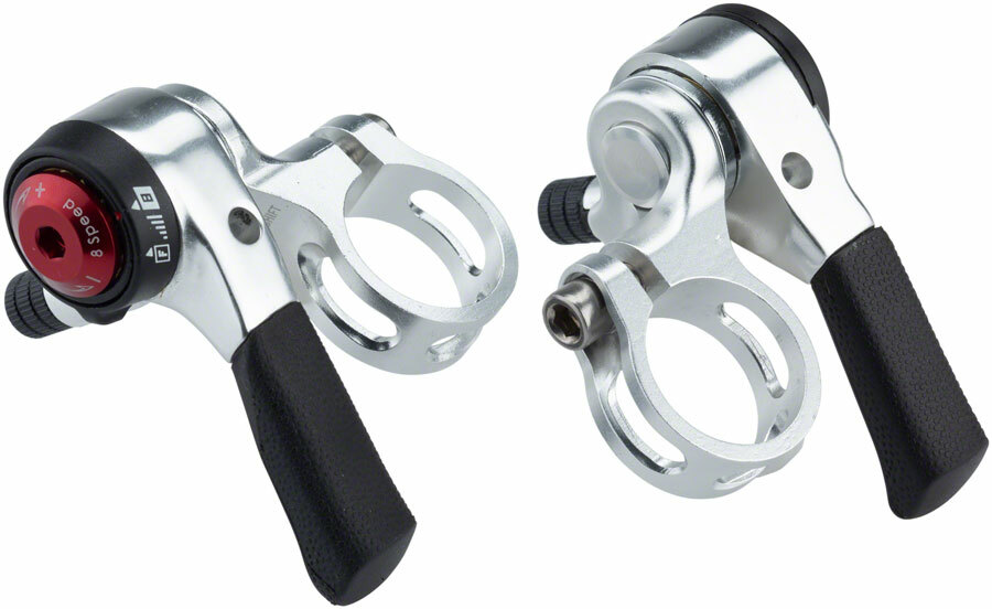microSHIFT Thumb Shifter Set, 8-Speed, Double/Triple, Shimano Compatible, Black