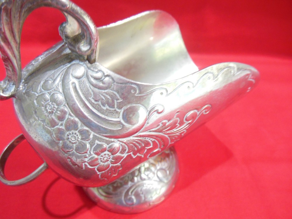 Footed Silverplate Sugar Scuttle Etched Floral NO SCOOP