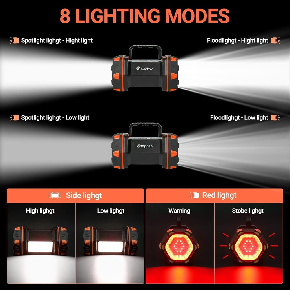 Led Camping Lantern Rechargeable, Lights 1500lm, 8 1PACK, Orange