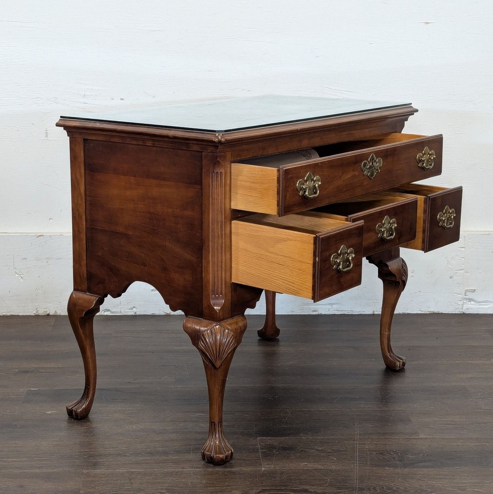 Chippendale Style Lowboy Chest with Brass Hardware