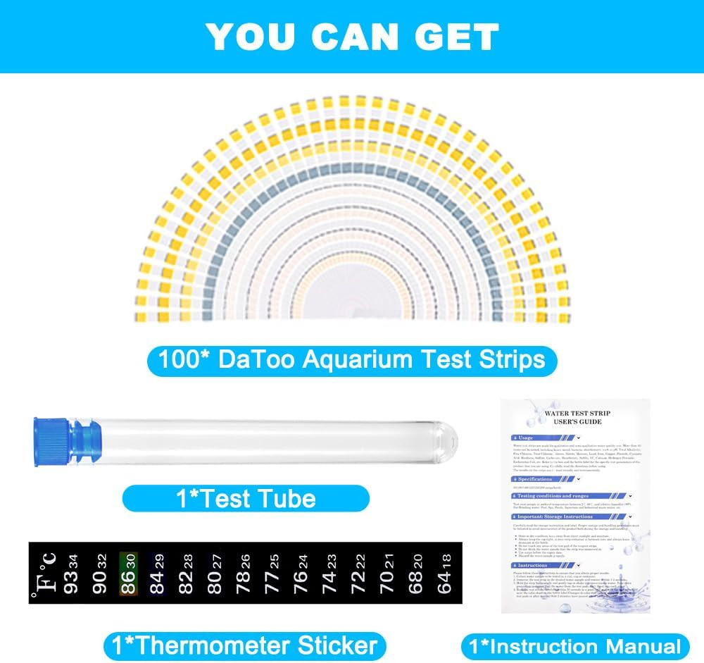 8 in 1 Aquarium Test Kit 100 Strips pH Ammonia Nitrate Nitrite Alkalinity
