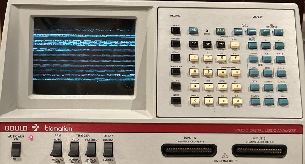 Gould Biomation K100-D Digital Logic Analyzer, Error Flashing, Powers On