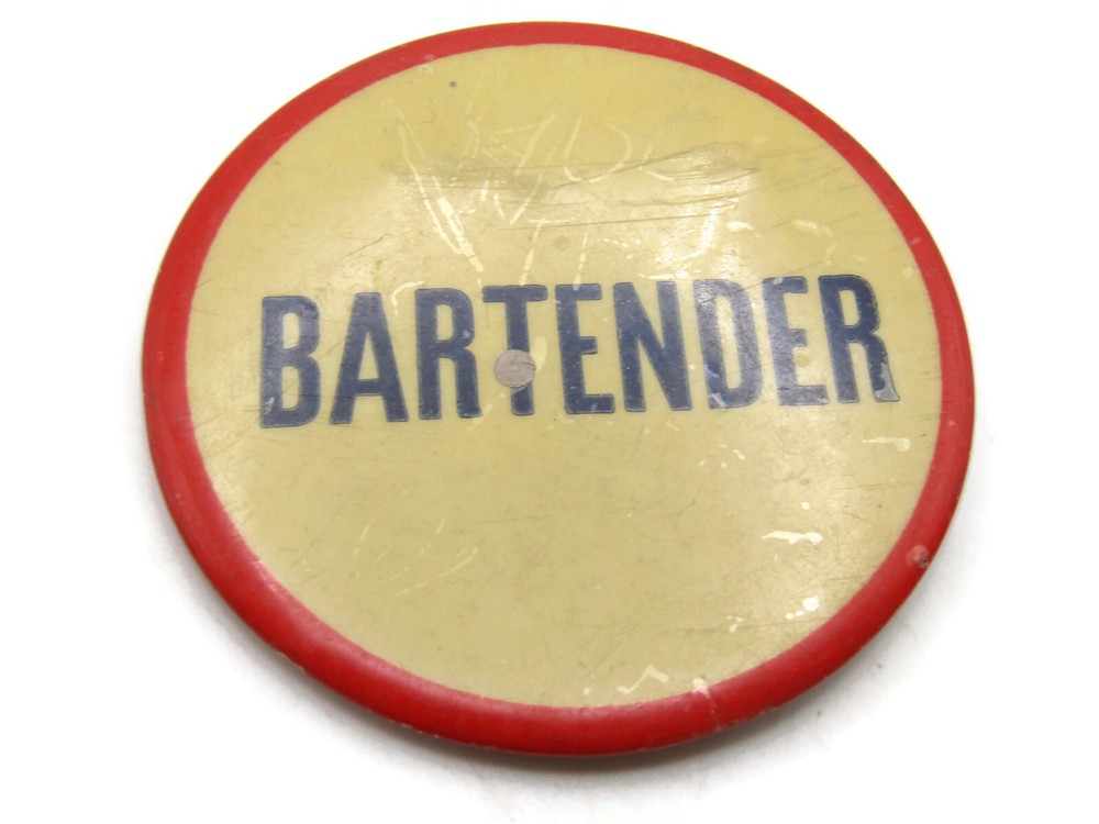 Bartender Lettered Vintage Button