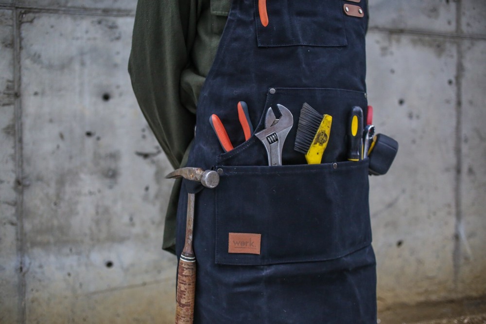 WHITEDUCK Heavy Duty Waxed Thick Canvas Apron 24oz Multi-Functional Work Apron