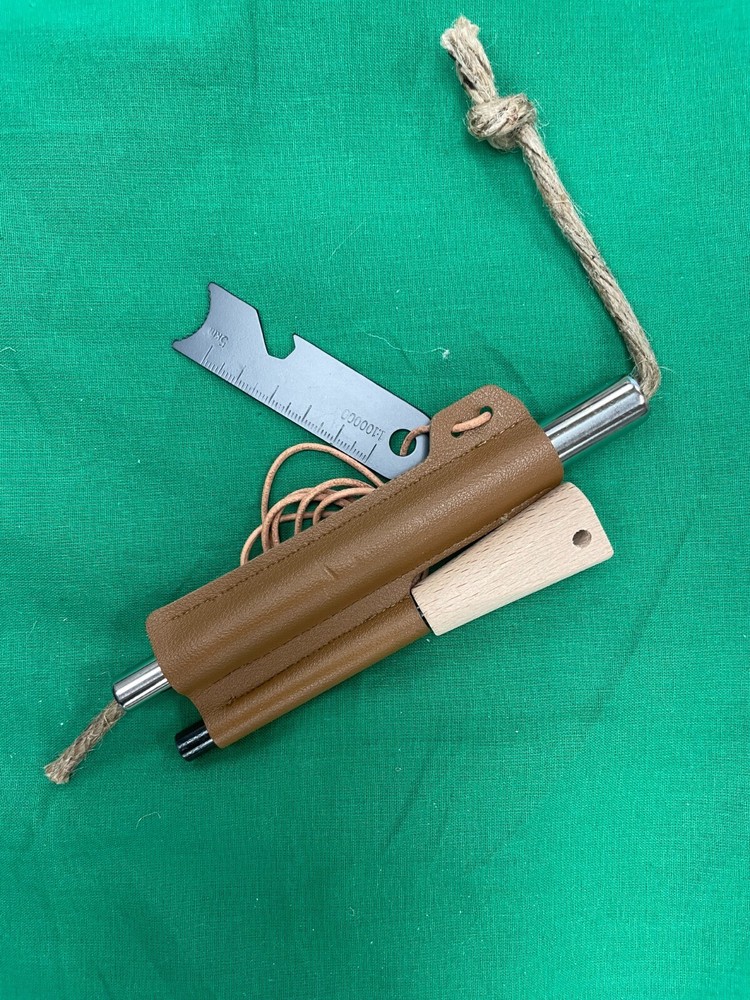 Fire Starter Survival Tool Ferro Rod Kit With Leather Pouch Bellow and Tool