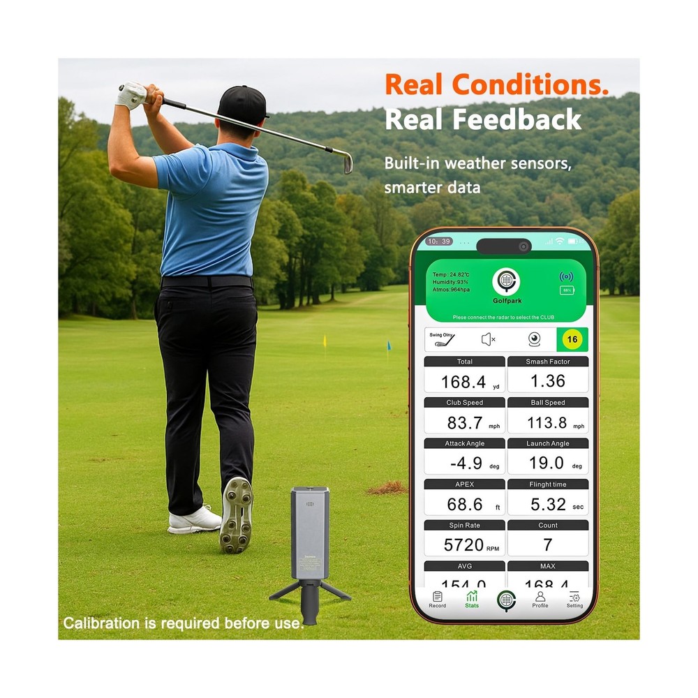 Golf Launch Monitor & Simulator: Portable Swing Analyzer for iOS/Android Phon...
