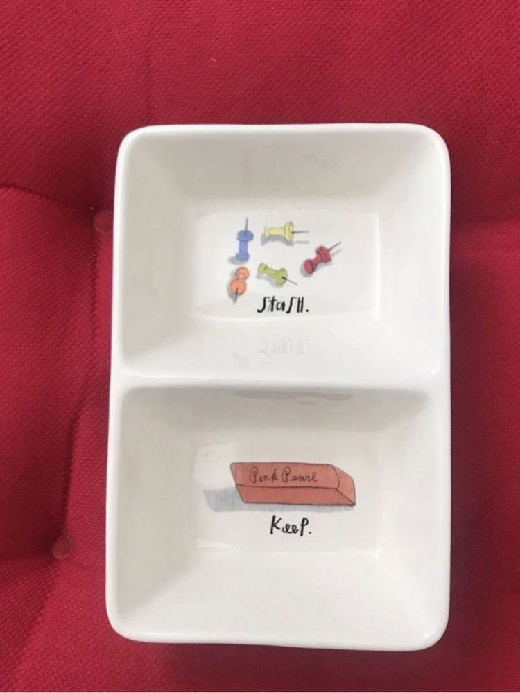Rae Dunn Ceramic Desk Organizer Tray Stash Keep White