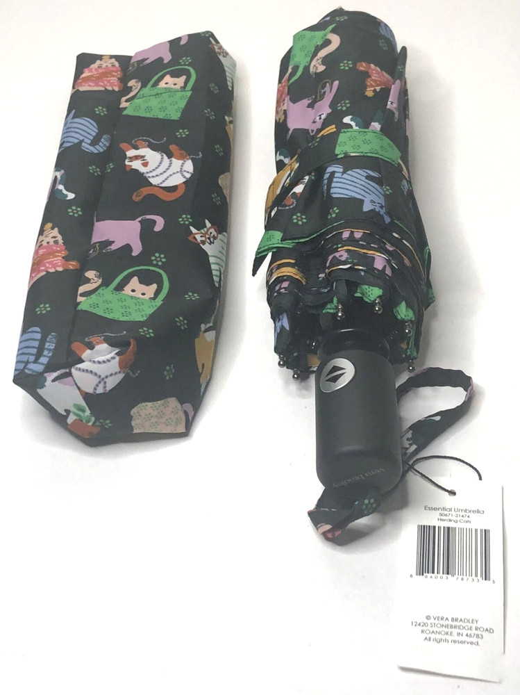 Vera Bradley Essential Umbrella Herding Cat Multi-Colored Black