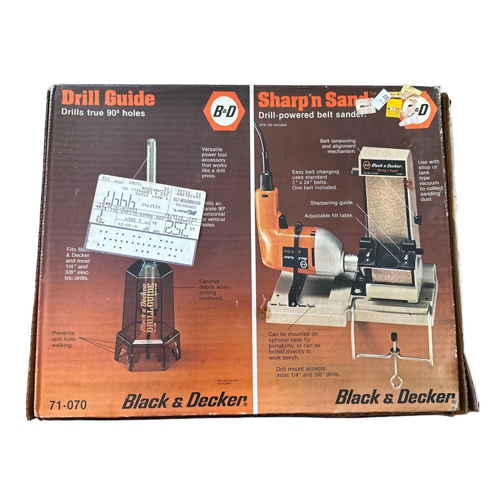 Vintage Black & Decker Sharp n Sand Drill Powered Belt Sander/Drill Guide Combo