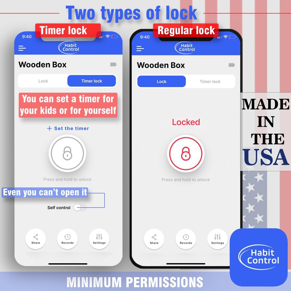 Habit Control LockBox with Timer - Smart 2-in-1 Timer and Classic Lock Box