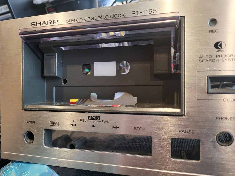 SHARP RT-1155 CASSETTE DECK FACEPLATE WITH PLASTIC FACE BACKING, FREE SHIPPING.