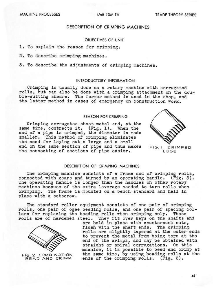 Sheet Metal Working Series- Machine Processes Instruction Manual #1321