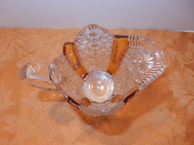 Cut Glass Clear & Amber Creamer
