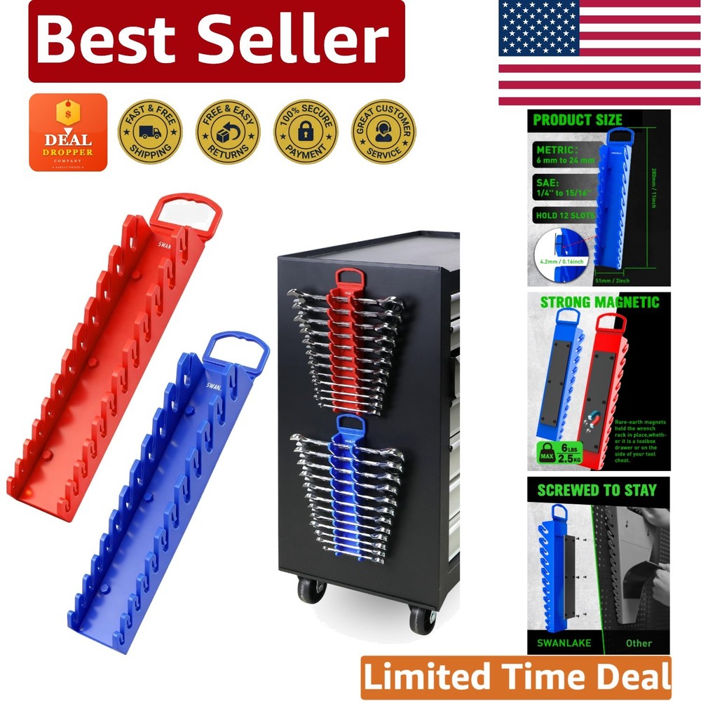 Versatile 2-Piece Magnetic Wrench Holder - Secure & Sturdy Tool Organization