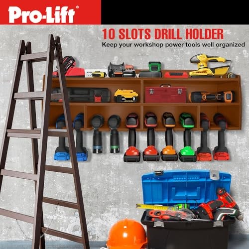 Cordless Drill Organizer – wall mount power tool storage rack, 10 hanging