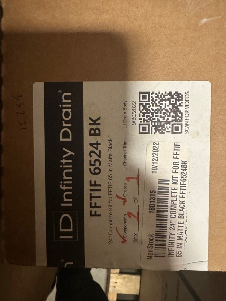 Infinity Drain 24" FFTIF 65 Linear Drain Kit with Tile - FFTIF6524BK