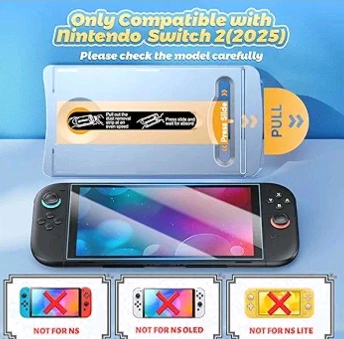 FASTSNAIL 3 Pack Glass Screen Protector for Nintendo Switch 2 2025 Anti-Scratch