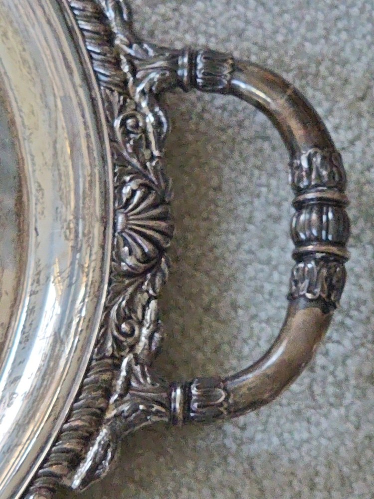 A Large Oval Solid Sterling Silver Serving Tray - Walker & Hall Sheffield 1908