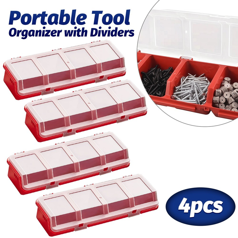 4 PCS Screw Organizer with Lids Hardware Parts Tool Classification Storage Box