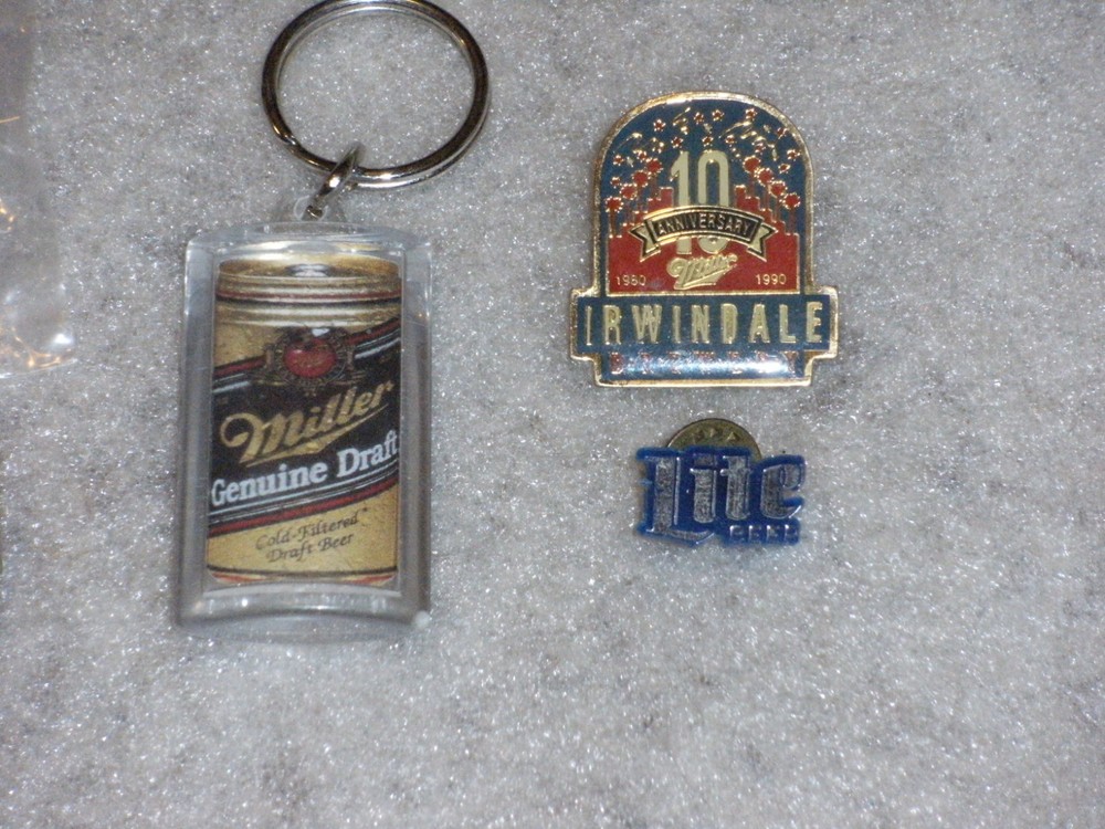 5 Miller Brewery Pins & Key Chain
