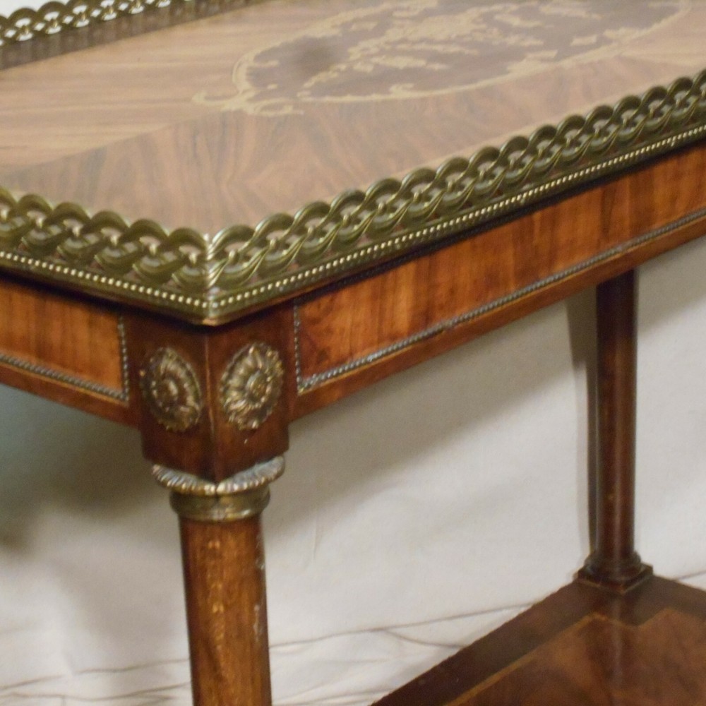 ANTIQUE LOUIS XVI INLAID TWO TIER SIDEBOARD SERVING TABLE