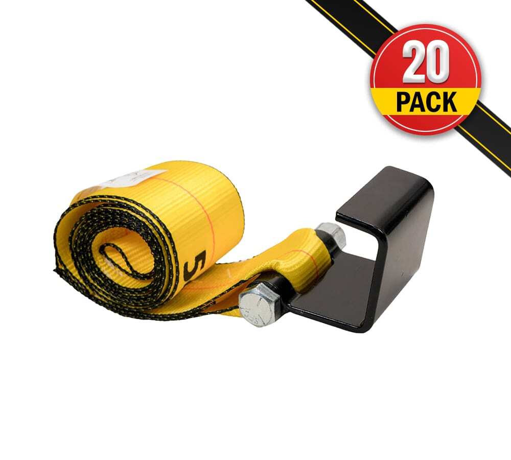 20 Pack 4"x5' Roll Off Container Winch Strap with Flat Hook 5400 # WLL Bolt-On