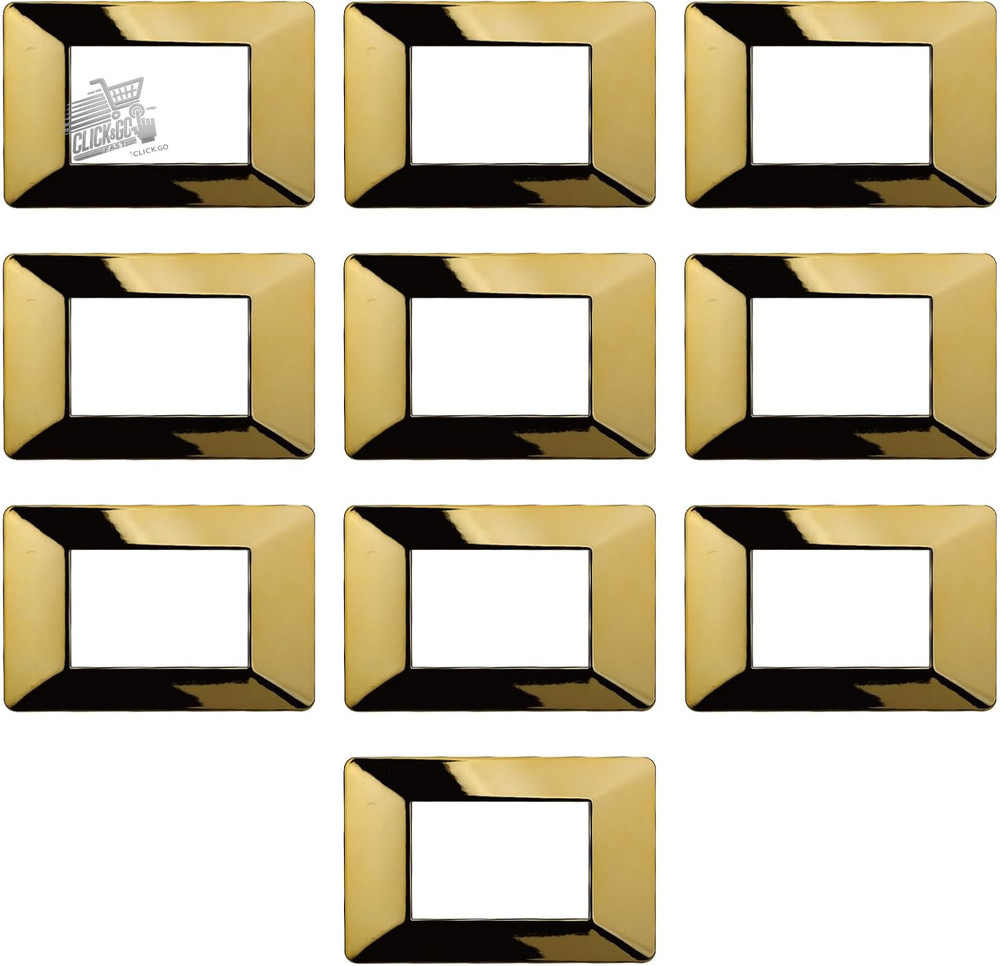 10 Vimar Plana Compatible Plates 3 Modules Polished Gold Switch Socket Holder
