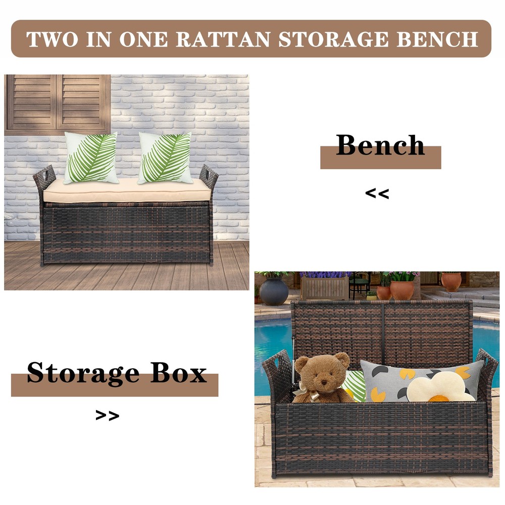 USA Warehouse,Frame Can Accommodate Gradient Footstool Locker Rattan Locker