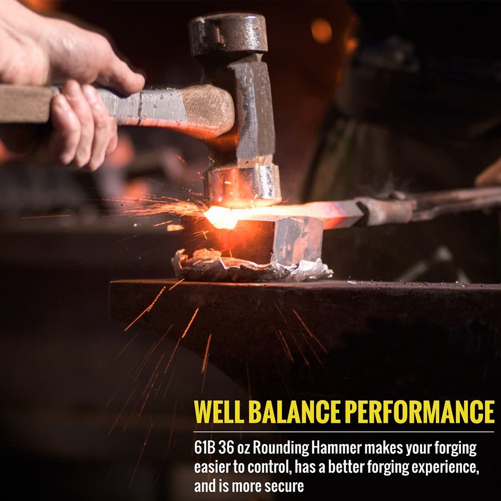 61B 36 OZ Blacksmith Farrier Rounding Hammer Tool For Blacksmithing Forging