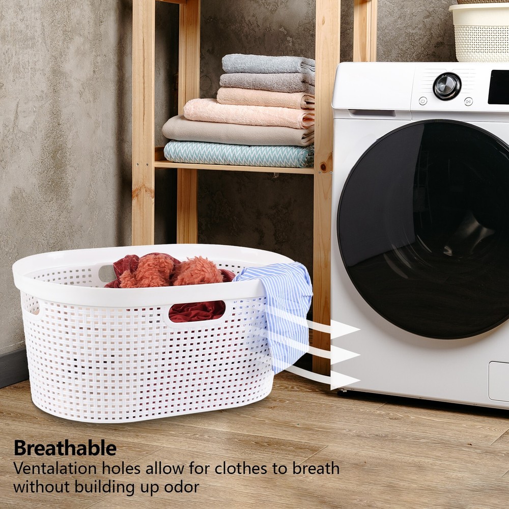 4 Pack Large Laundry Baskets, Plastic Hamper Laundry Basket, 40L, White