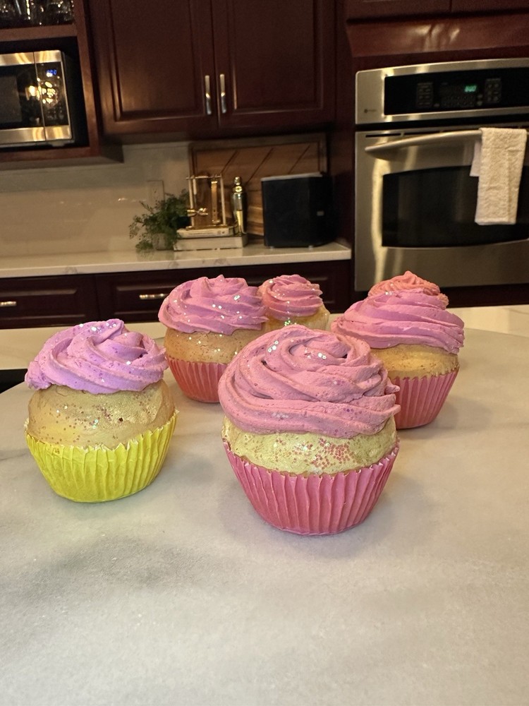 Long 6 Pink Artificial Desserts Simulation Realistic Cupcakes