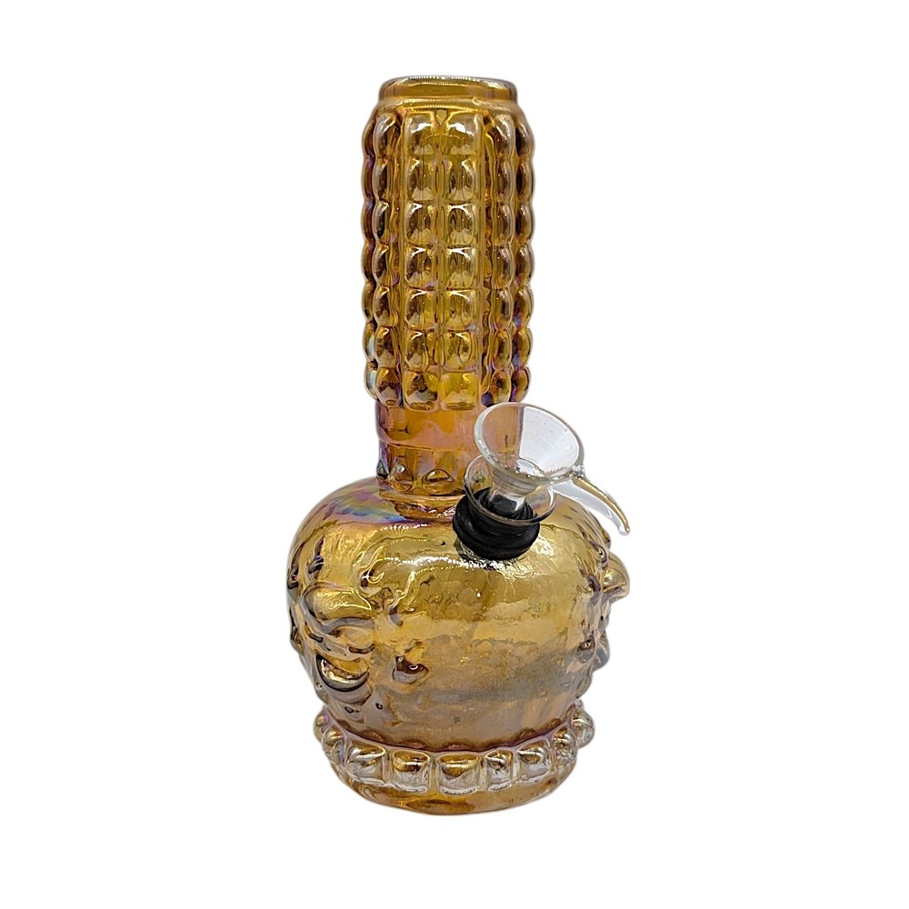 7" Soft Glass Water Pipe Mini Bong Skull Design Pull Stem Bowl