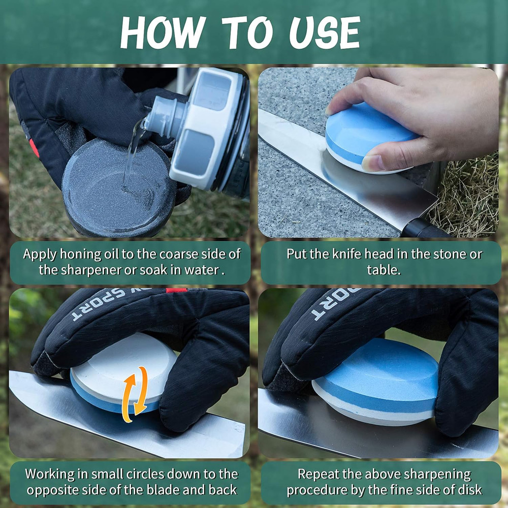 4 Axe Sharpener Tools with Sheath, Multipurpose Axe Sharpener Stone Axe Dual Gri