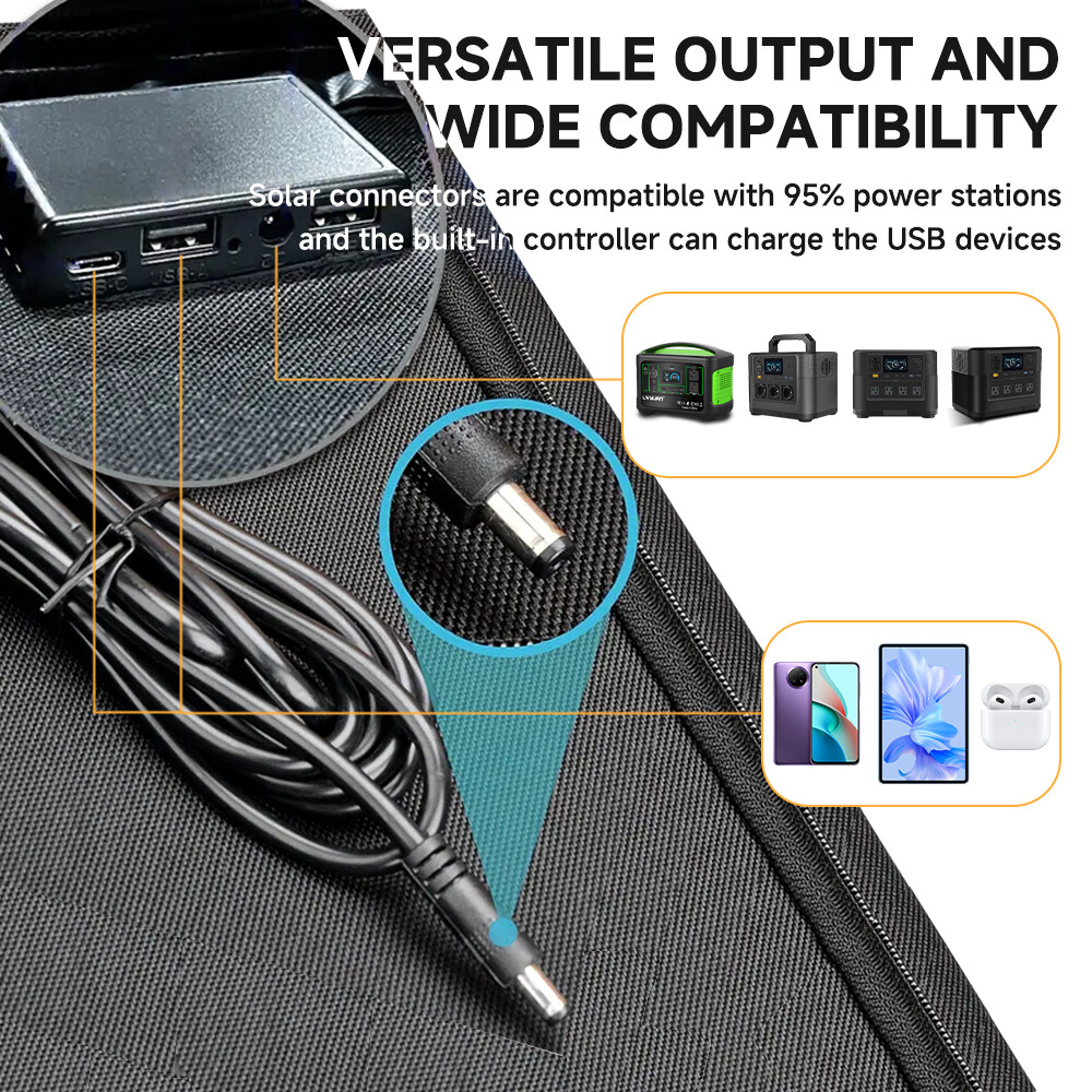 120W 200W 300W 400W Portable Solar Panel for Solar Generators, Outdoor Camping
