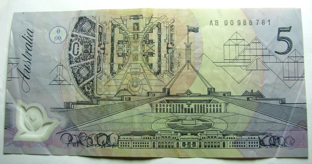 Australia 1st Prefix ~ AB 00 $5 Fraser Cole First Polymer banknote Issue ~ 1992