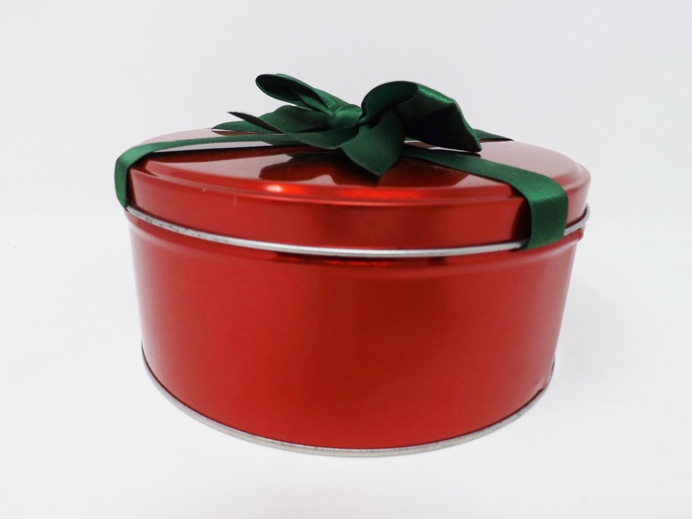Small Round Red Tin w/ Green Bow