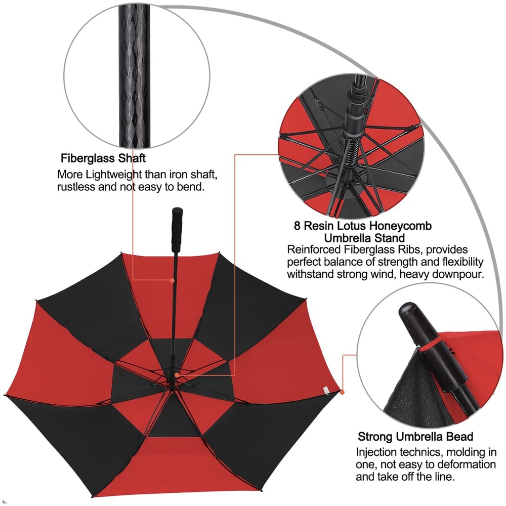 G4Free 54" Automatic Open Golf Umbrella Extra Large Oversize Double Canopy Vente