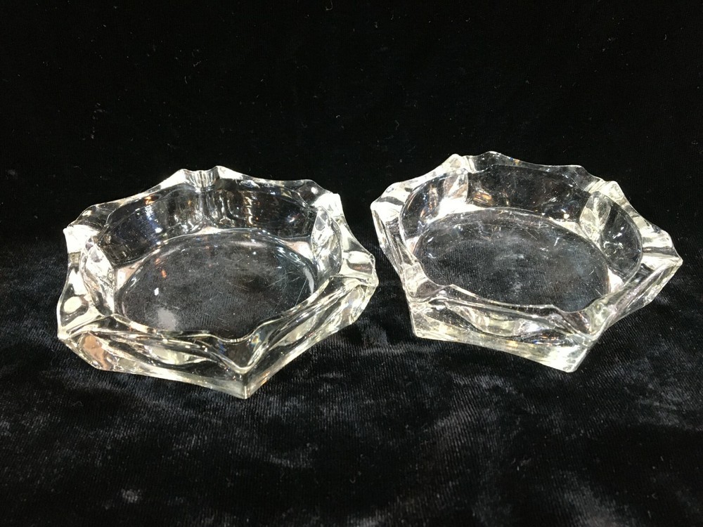 2 Clear Hexagon Ashtrays