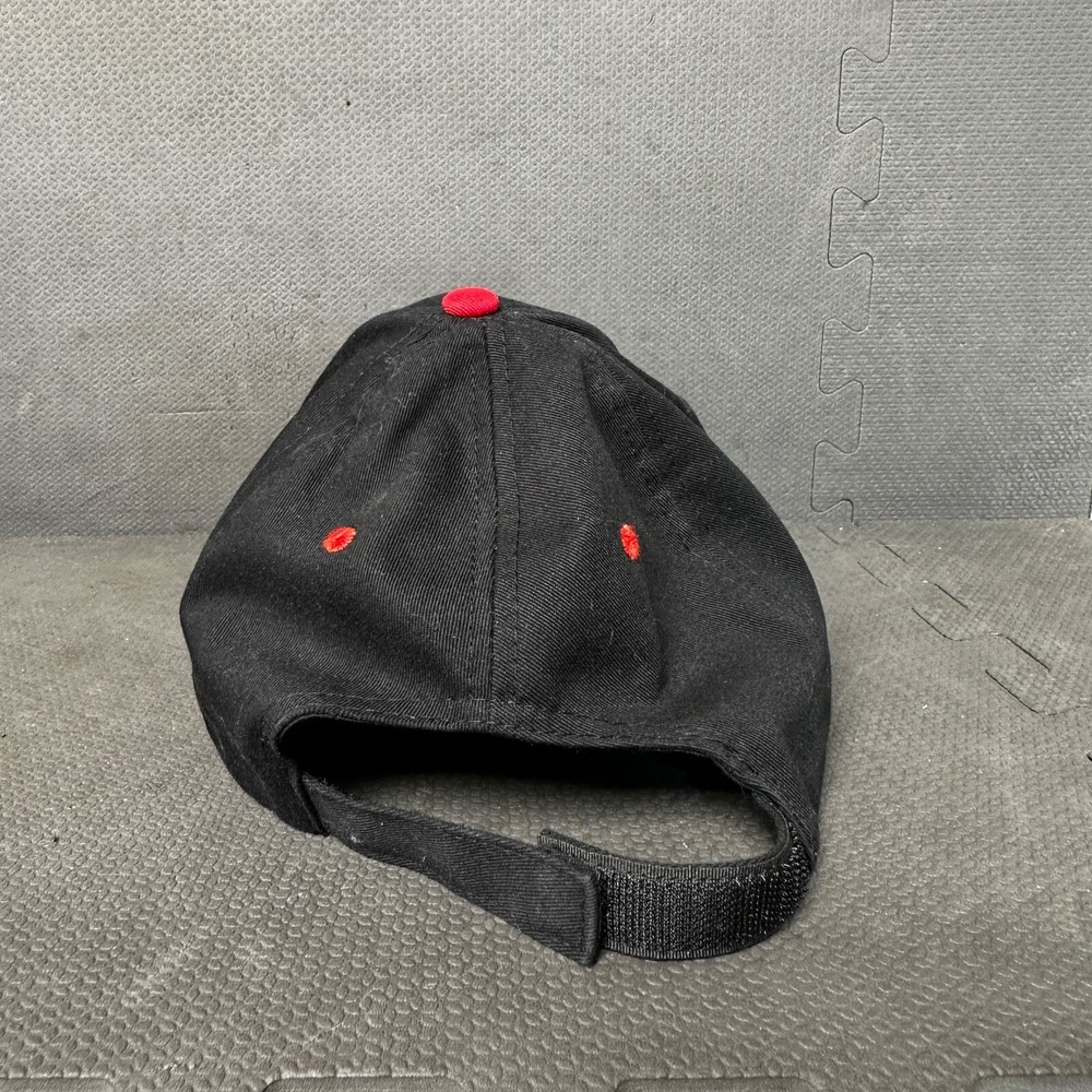 GMC Hat Cap Black Red Trim Letters Hook Loop Tall One Size
