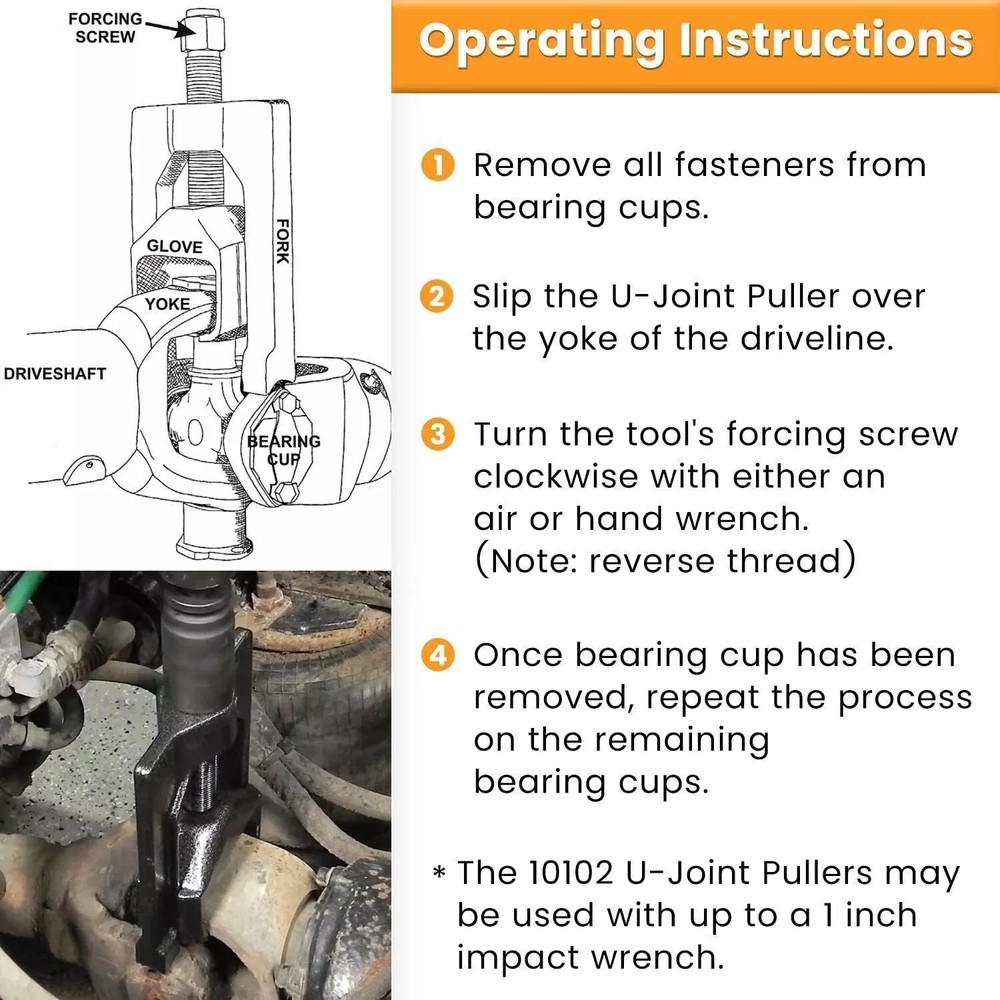 Heavy Duty 10102 U Joint Puller (Class 6-8) Installer Tool