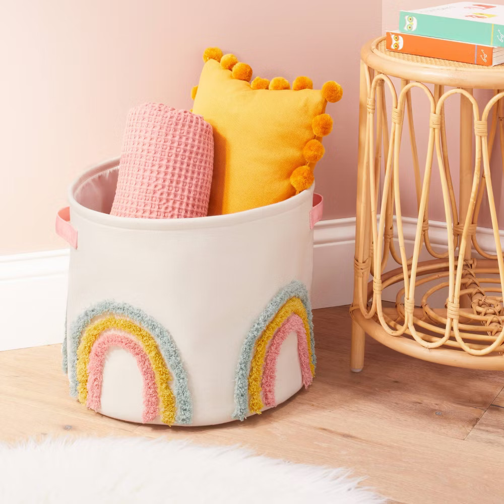 Tufted Canvas Storage Bin - Cloud Island Pink L