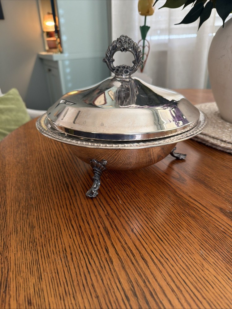 Fb Rogers Silver Co 1158 Silver Plated Footed Covered Dish Serving Bowl