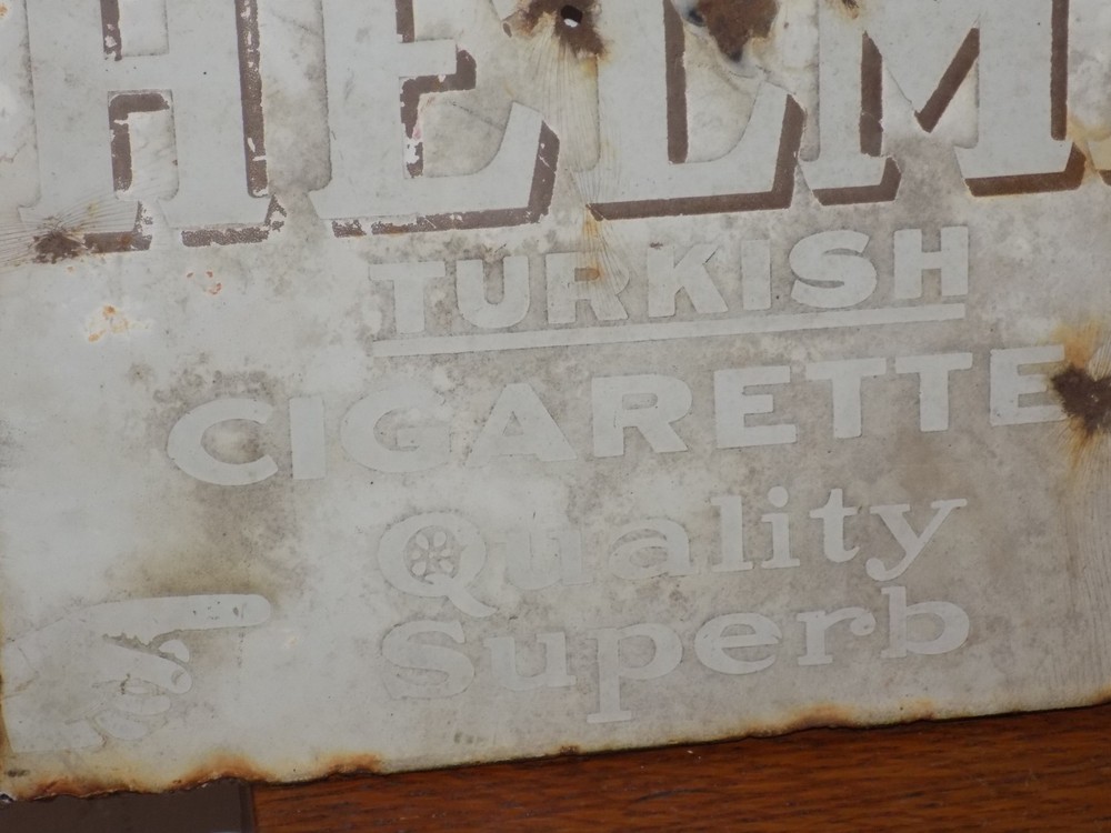 Vintage Helmar Turkish Cigarettes Double Sided Flange Sign