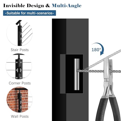 40 Pack/8" Invisible Cable Railing Kit Terminal 36" 1 Toggle Anchor-40 Pack