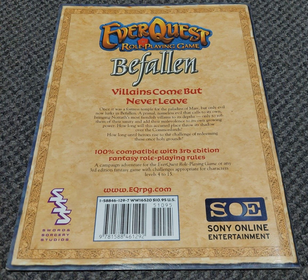 EverQuest Role Playing Game - Befallen - D&D D20 Dungeons Dragons