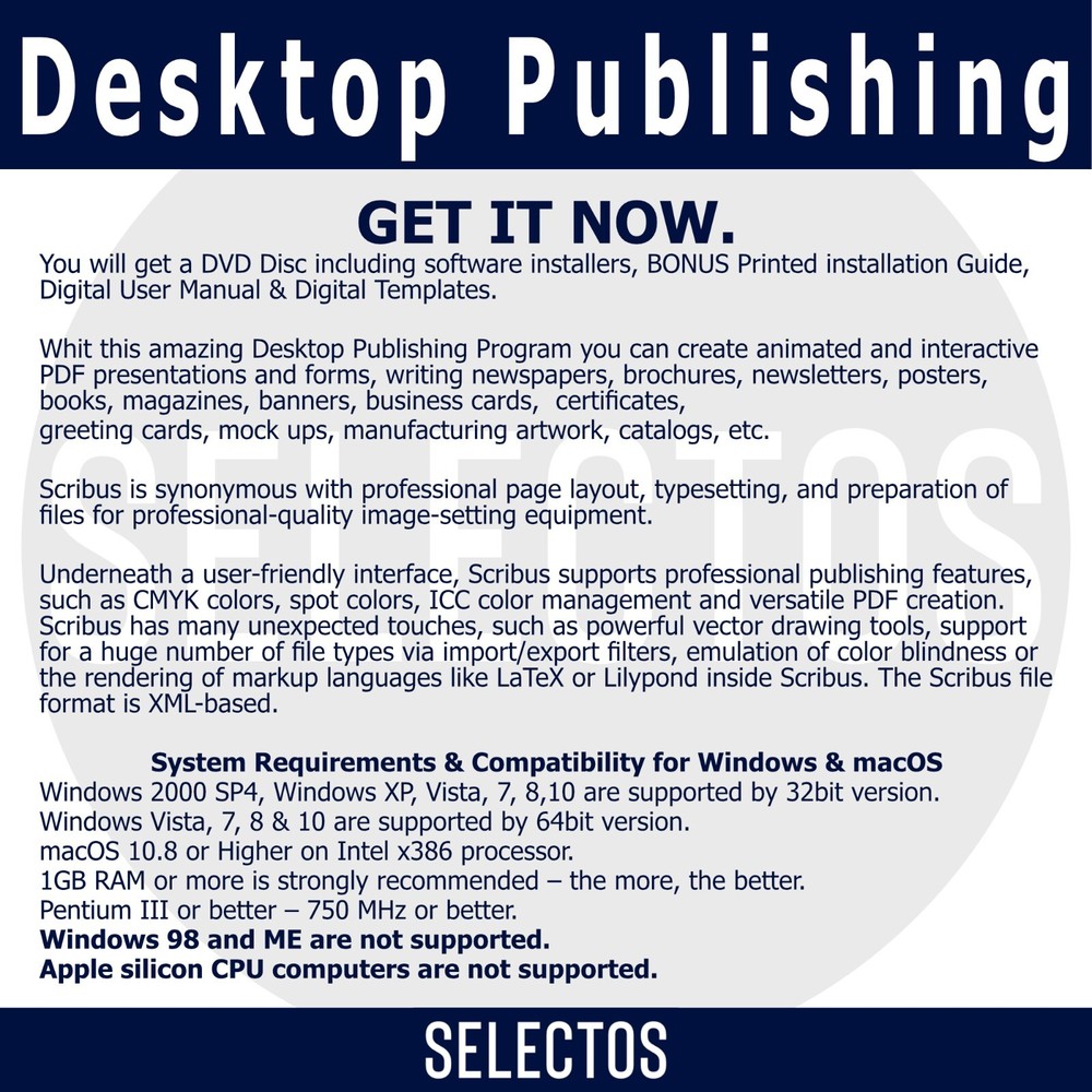 Desktop Publishing DVD Windows & mac Scribus make Cards Banners Brochures a more
