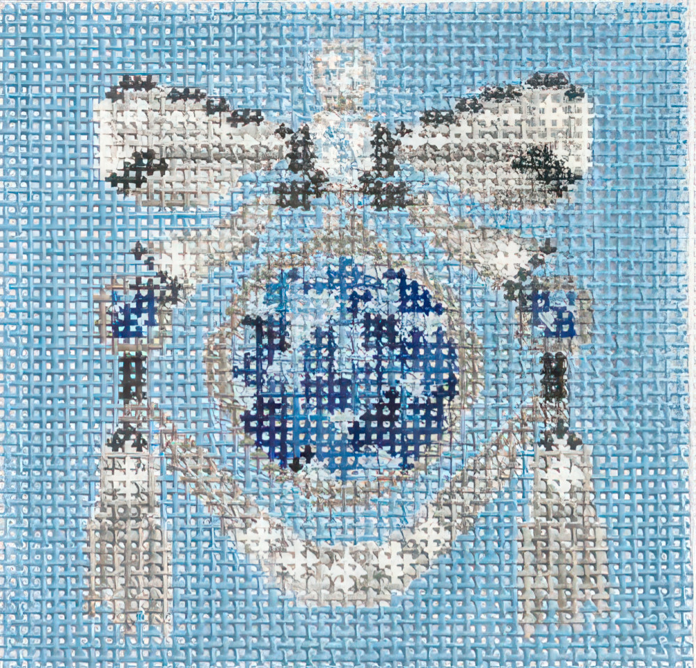 Needlepoint Handpainted Rachel Barri Sapphire Drop Gemstone 3x3